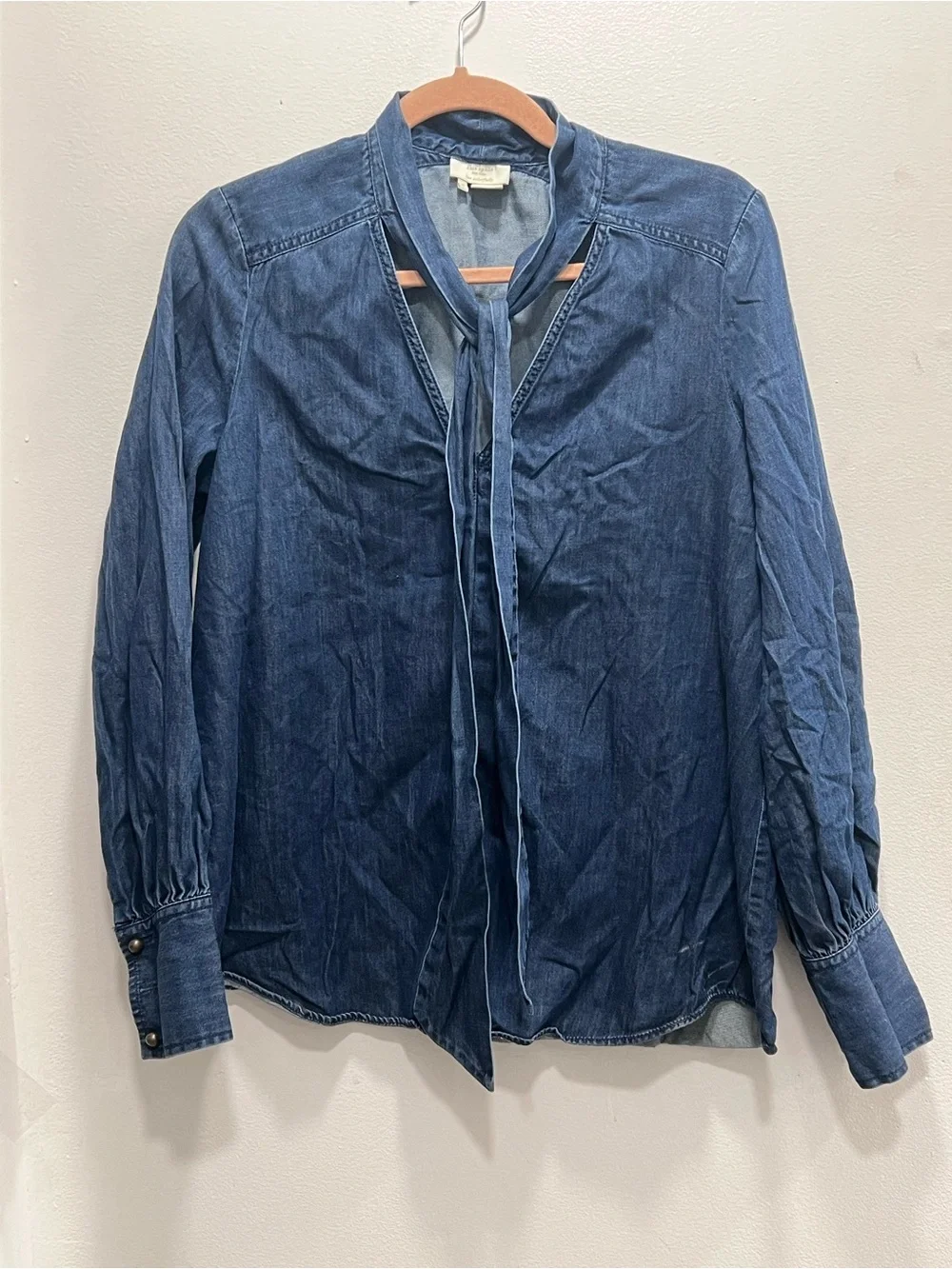 Denim Tie-Neck Shirt - Blue